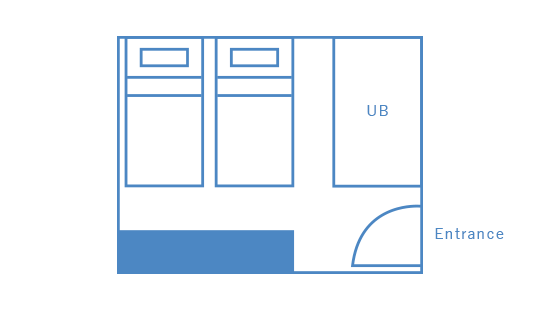 Conpact twin room layout